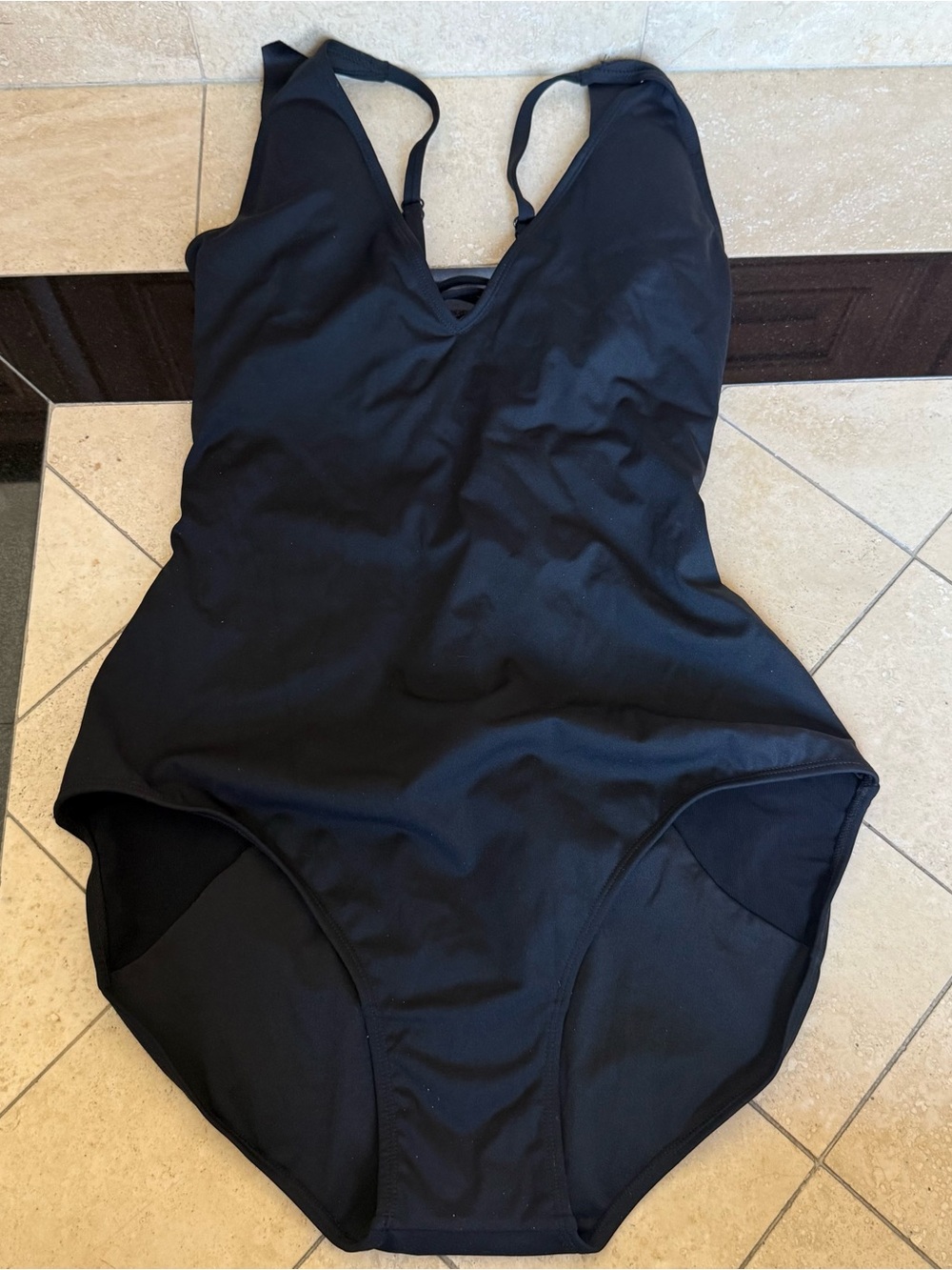 TA3 Plungey Black Open Back One Piece Shapewear Swimsuit 2X Women’s
